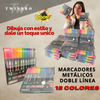 Marcadores metálicos doble línea 12 colores